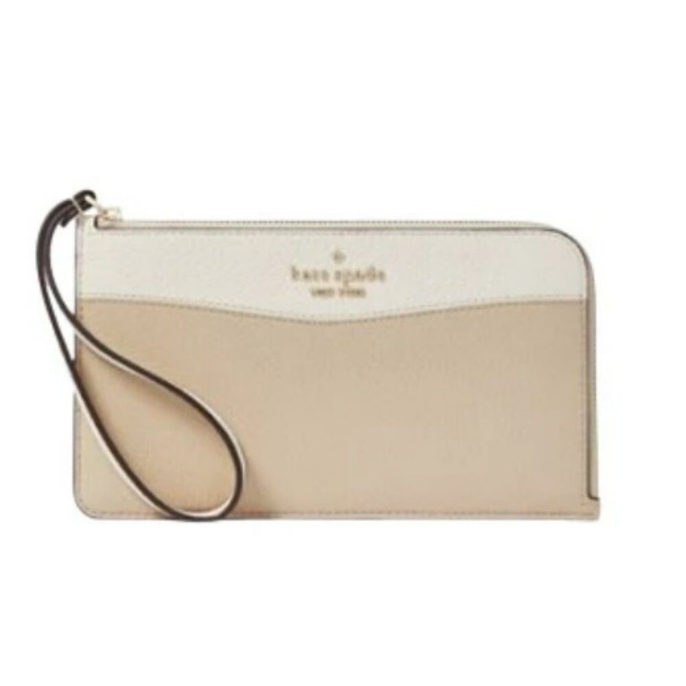 NWT Kate Spade New York Lucy Colorblock Pebbled Leather Medium L-zip Wristlet